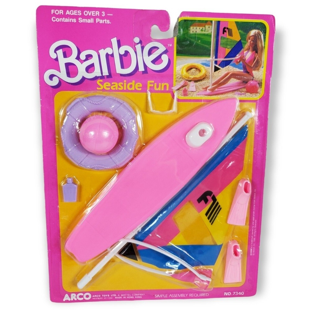1988 Mattel Barbie Seaside Fun Wind Surf Sail Board Play Set #7340 Accessories